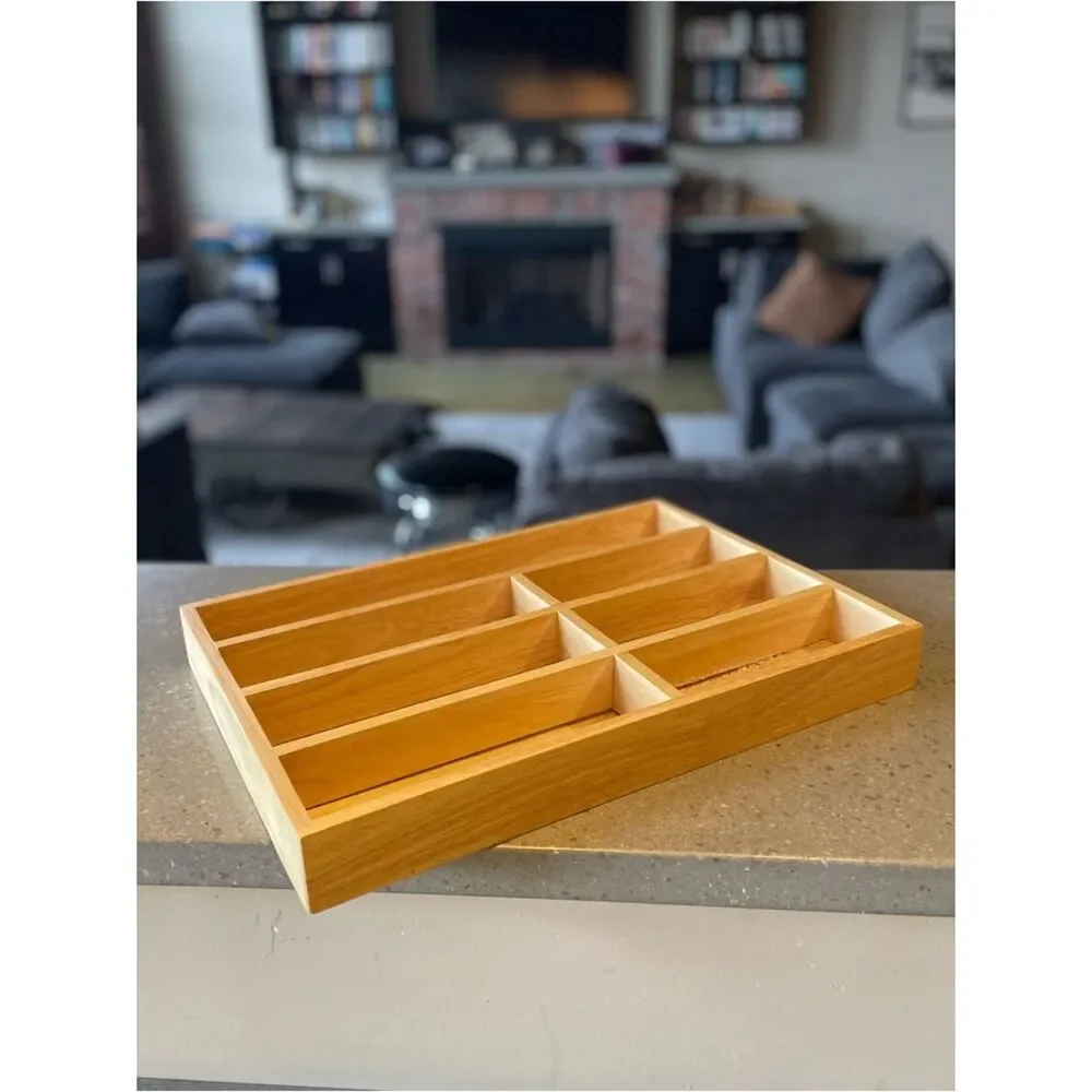 Bamboo Wooden Cutlery Drawer Organizer - Natural Wood